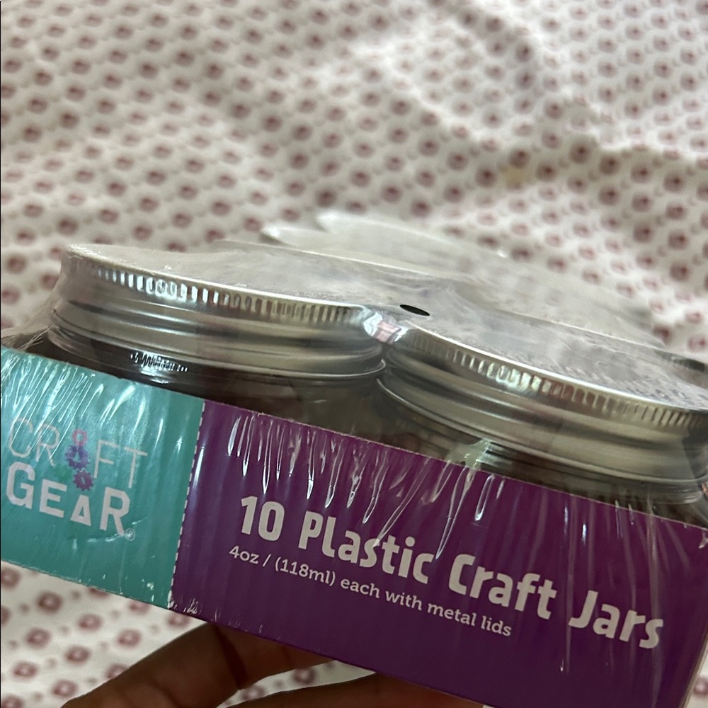Plastic craft jars with lids  set of 10  they are 4oz